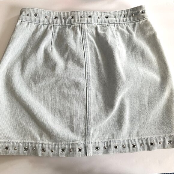 Women's Pacsun Size 27 Light Blue Distressed Zipper Down Denim Jean Skirt - Picture 7 of 7